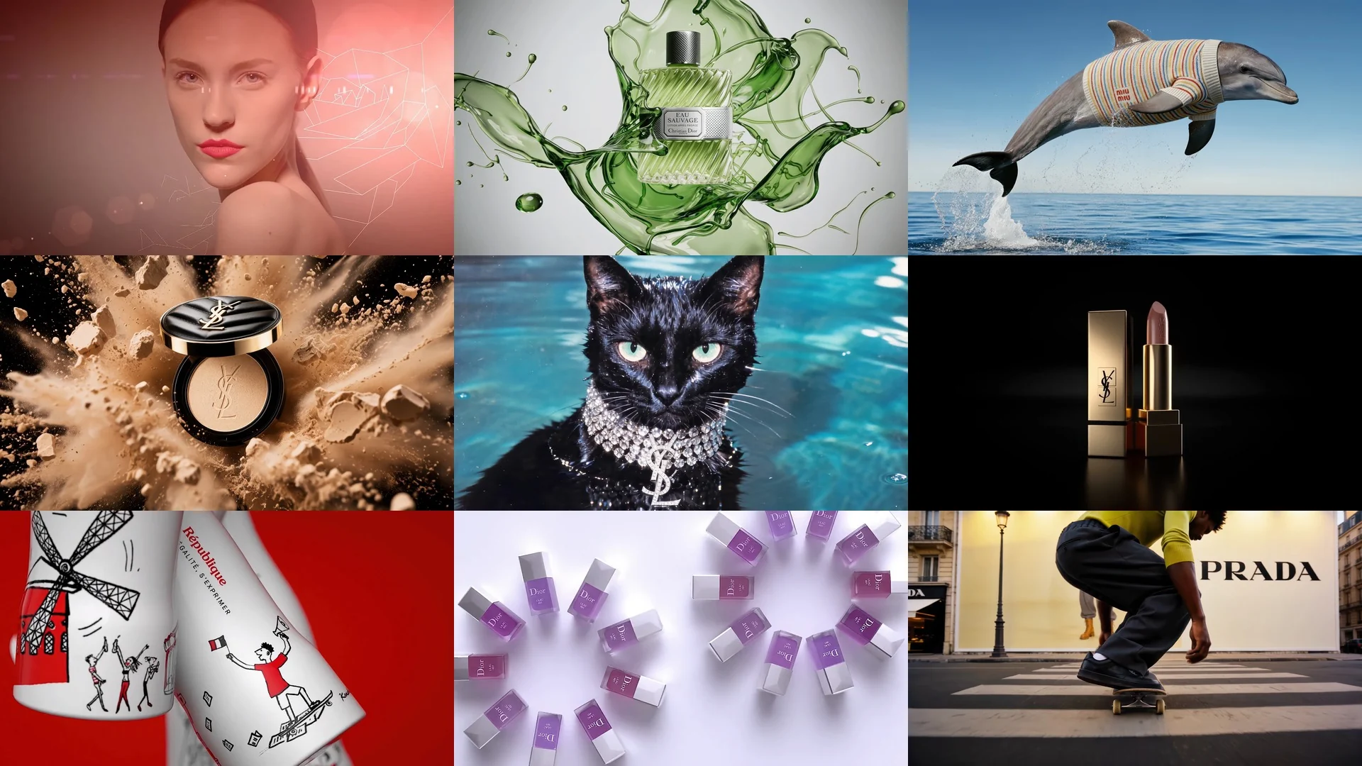 Mosaic of luxury work — motion design, 3D and art direction by Fabien Bouadi (YSL, Dior, Prada)