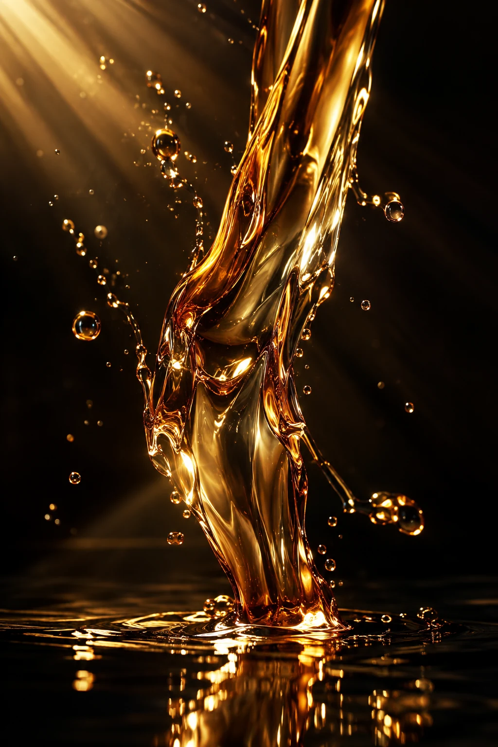 Simulation de fluides CGI autour d'un flacon de parfum de luxe