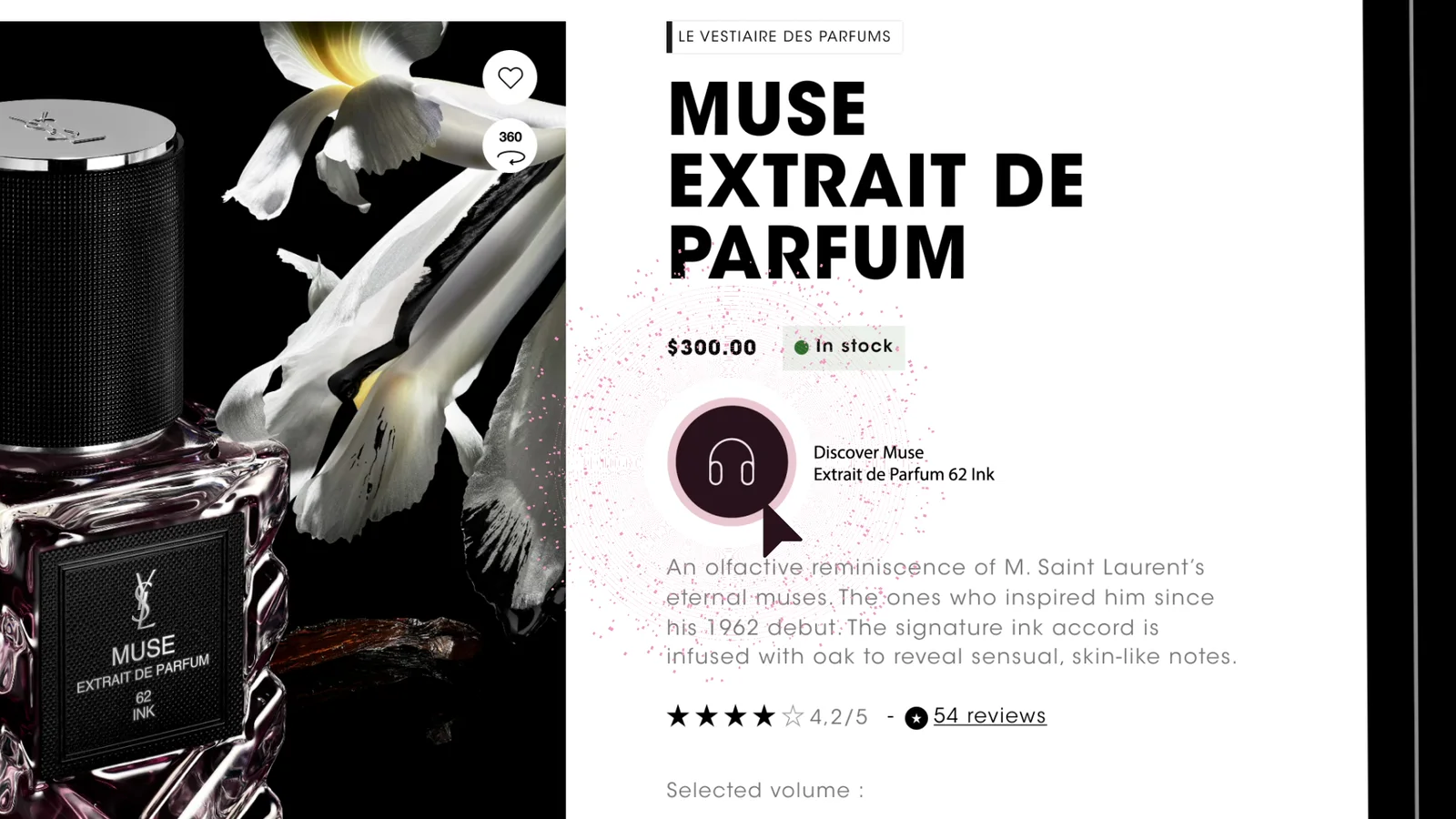 Page produit Muse Extrait de Parfum sur le site Yves Saint Laurent